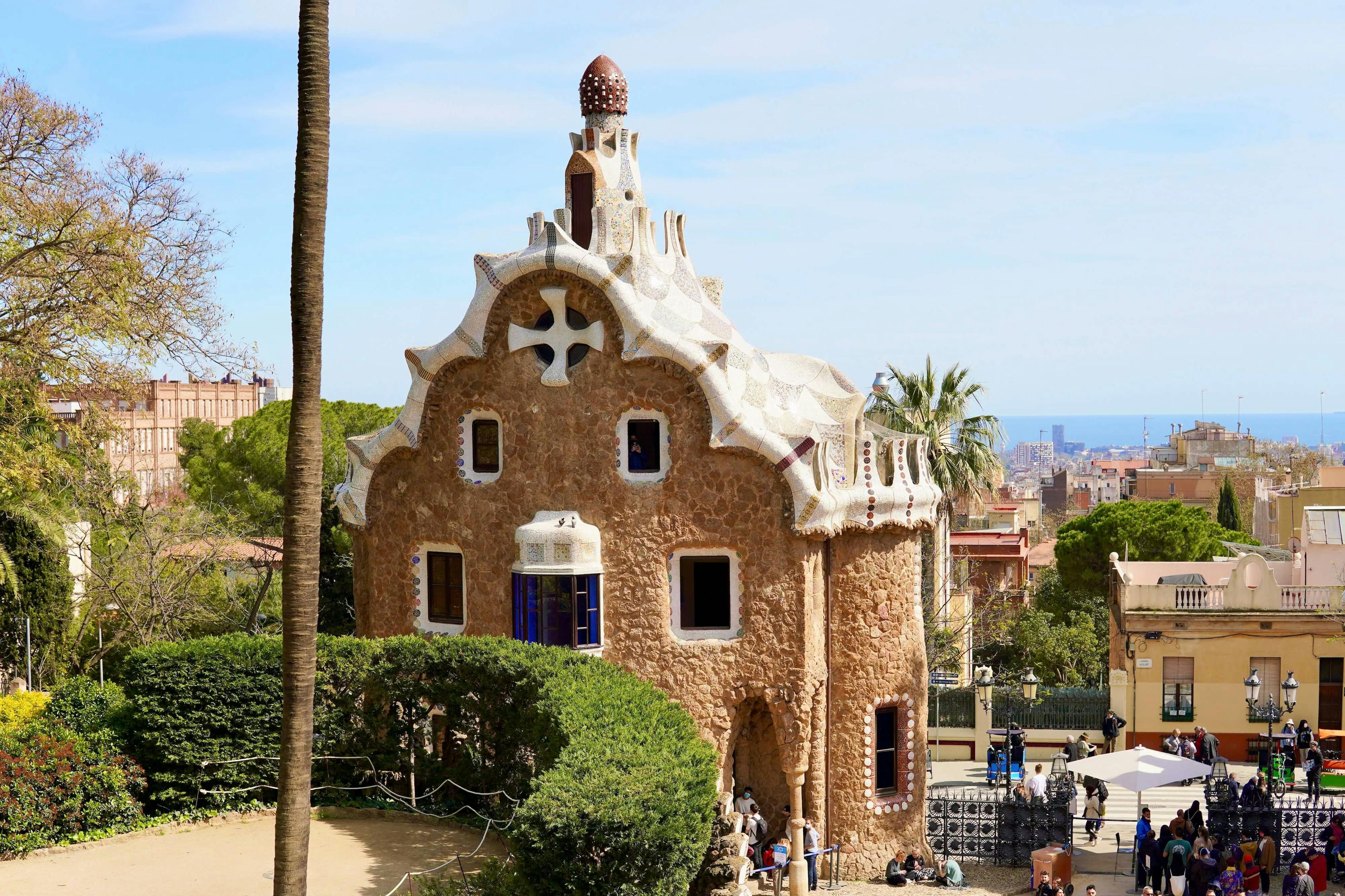 A photo of one of the houses at Park Güell designed by Gaudí